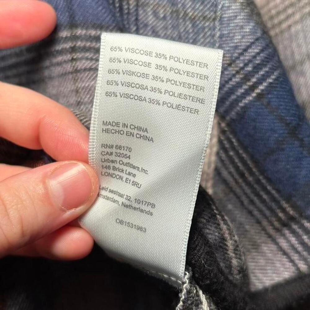 BDG Women M Flannel Shirt Checkered Casual Gray Blue - Picture 3 of 8